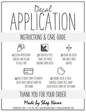 Load image into Gallery viewer, EDITABLE Vinyl Decal Care Card Instructions, Printable Decal Application Order Card, DIY Sticker Seller Packaging Label, Care Cards | Grey