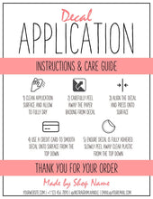 Load image into Gallery viewer, EDITABLE Vinyl Decal Care Card Instructions, Printable Decal Application Order Card, DIY Sticker Seller Packaging Label, Care Cards | Red