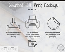 Load image into Gallery viewer, EDITABLE Vinyl Decal Thank You Business Card Instructions, Printable Decal Application Order Cards, DIY Sticker Seller Packaging Label | Grey