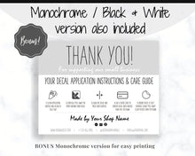 Load image into Gallery viewer, EDITABLE Vinyl Decal Thank You Business Card Instructions, Printable Decal Application Order Cards, DIY Sticker Seller Packaging Label | Pink