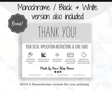 Load image into Gallery viewer, EDITABLE Vinyl Decal Thank You Business Card Instructions, Printable Decal Application Order Cards, DIY Sticker Seller Packaging Label | Teal