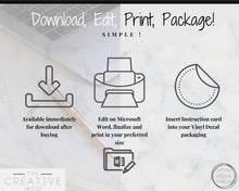 Load image into Gallery viewer, EDITABLE Vinyl Decal Thank You Business Card Instructions, Printable Decal Application Order Cards, DIY Sticker Seller Packaging Label | Teal