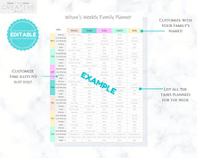 Load image into Gallery viewer, EDITABLE Weekly FAMILY PLANNER Command Center | Family Planner | Printable Family Calendar | Family Household Weekly Schedule | Homeschool - Style 3