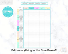 Load image into Gallery viewer, EDITABLE Weekly FAMILY PLANNER Command Center | Family Planner | Printable Family Calendar | Family Household Weekly Schedule | Homeschool - Style 3