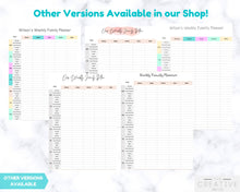 Load image into Gallery viewer, EDITABLE Weekly FAMILY PLANNER Command Center | Family Planner | Printable Family Calendar | Family Household Weekly Schedule | Homeschool - Style 3