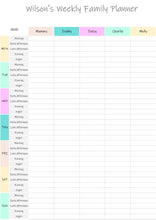 Load image into Gallery viewer, EDITABLE Weekly FAMILY PLANNER Command Center | Family Planner | Printable Family Calendar | Family Household Weekly Schedule | Homeschool - Style 3