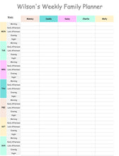 Load image into Gallery viewer, EDITABLE Weekly FAMILY PLANNER Command Center | Family Planner | Printable Family Calendar | Family Household Weekly Schedule | Homeschool - Style 3