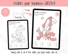 Load image into Gallery viewer, EUROPE Sales Map, EDITABLE Etsy Sales Map, Small Business European Sales Map, Procreate, Postcode, Color In, Printable Order Tracker