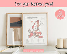 Load image into Gallery viewer, EUROPE Sales Map, EDITABLE Etsy Sales Map, Small Business European Sales Map, Procreate, Postcode, Color In, Printable Order Tracker