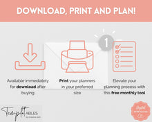 Load image into Gallery viewer, FREE - Monthly Planner Printable, Monthly Calendar, To Do List Printable, Undated Schedule, Productivity Template | Pink
