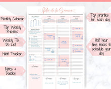 Load image into Gallery viewer, FRENCH Weekly Planner Printable, Français, Hourly Planner, Plan de la Semaine, Week on 2 pages, Weekly Schedule, Undated Planner, To Do List - Style 3