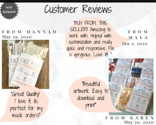 Load image into Gallery viewer, Face Mask LABEL CARE CARD, How to Handle Order Card, Face Mask Printable Instructions, Business Labels, Face Mask Seller, Package Label Tag | Blue