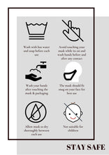 Load image into Gallery viewer, Face Mask LABEL CARE CARD, How to Handle Order Card, Face Mask Printable Instructions, Business Labels, Face Mask Seller, Package Label Tag | Monochrome