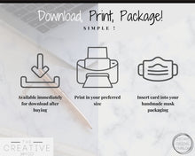 Load image into Gallery viewer, Face Mask LABEL CARE CARD, How to Handle Order Card, Face Mask Printable Instructions, Business Labels, Face Mask Seller, Package Label Tag | Pink