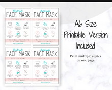 Load image into Gallery viewer, Face Mask LABEL CARE CARD, How to Handle Order Card, Face Mask Printable Instructions, Business Labels, Face Mask Seller, Package Label Tag | Pink & Aqua