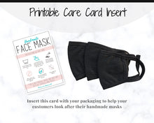 Load image into Gallery viewer, Face Mask LABEL CARE CARD, How to Handle Order Card, Face Mask Printable Instructions, Business Labels, Face Mask Seller, Package Label Tag | Pink & Aqua