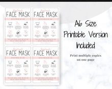 Load image into Gallery viewer, Face Mask LABEL CARE CARD, How to Handle Order Card, Face Mask Printable Instructions, Business Labels, Face Mask Seller, Package Label Tag | Rose Pink