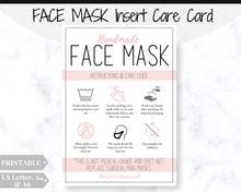 Load image into Gallery viewer, Face Mask LABEL CARE CARD, How to Handle Order Card, Face Mask Printable Instructions, Business Labels, Face Mask Seller, Package Label Tag | Rose Pink