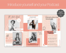 Load image into Gallery viewer, Facebook Post Templates. 30 PODCAST Social Media Posts. Editable Canva Template. Marketing Graphics Podcasters Podcasting Face book, Planner | Pink