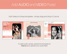 Load image into Gallery viewer, Facebook Post Templates. 30 PODCAST Social Media Posts. Editable Canva Template. Marketing Graphics Podcasters Podcasting Face book, Planner | Pink