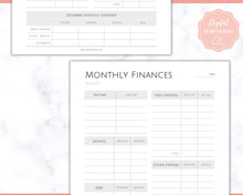 Load image into Gallery viewer, Finance Planner BUNDLE! Budget Planner Templates, Financial Savings Tracker Printable Binder, Monthly Debt, Bill, Spending, Expenses Tracker