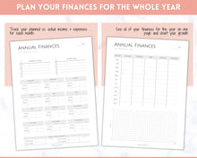 Load image into Gallery viewer, Finance Planner BUNDLE! Budget Planner Templates, Financial Savings Tracker Printable Binder, Monthly Debt, Bill, Spending, Expenses Tracker