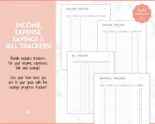 Load image into Gallery viewer, Finance Planner BUNDLE! Budget Planner Templates, Financial Savings Tracker Printable Binder, Monthly Debt, Bill, Spending, Expenses Tracker