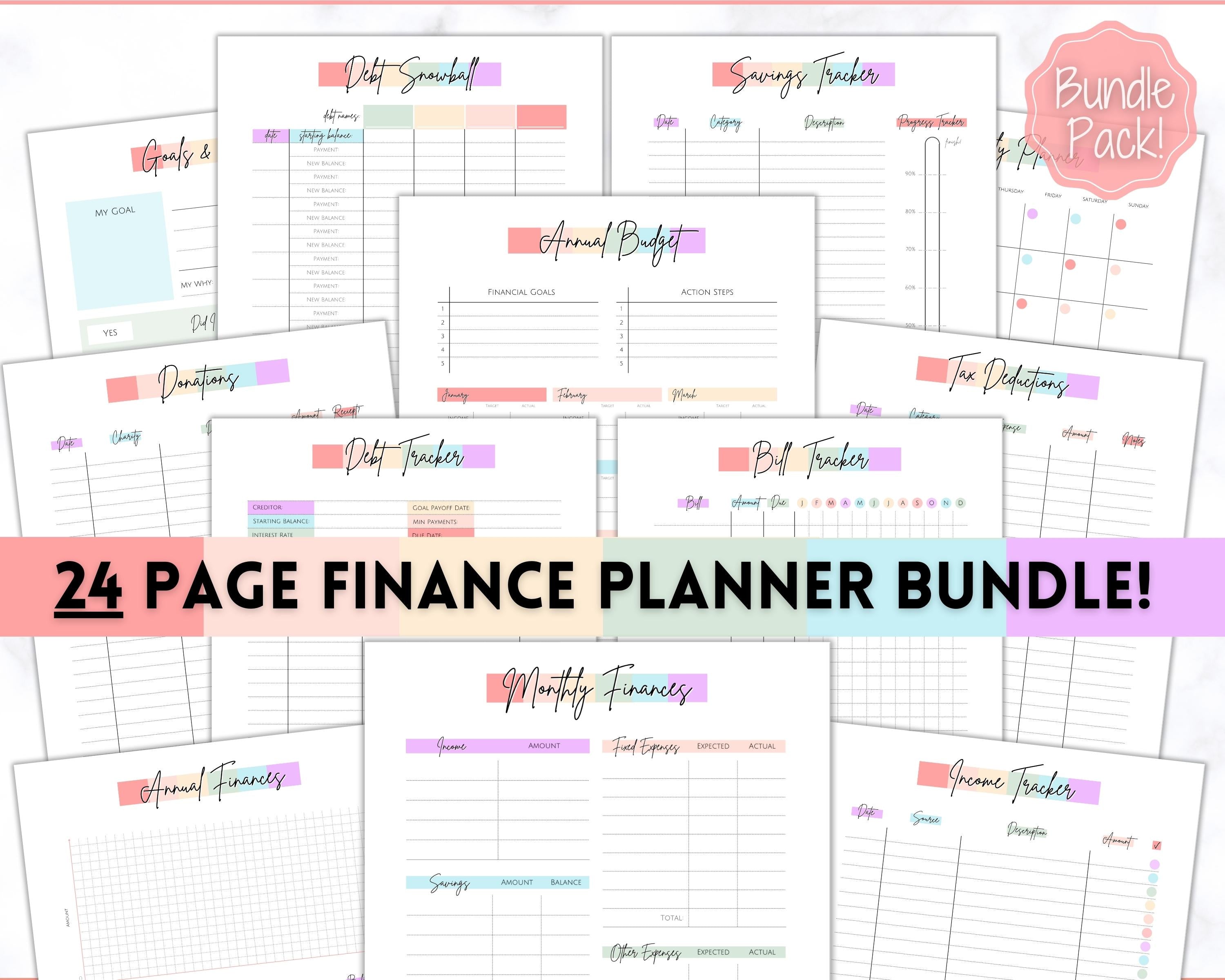 Finance Planner Printable Templates Bundle | Budget Planner Printables