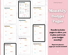 Load image into Gallery viewer, Finance Planner BUNDLE! Budget Planner Templates, Financial Savings Tracker Printable Binder, Monthly Debt, Bill, Spending, Expenses Tracker | RETRO 70s theme