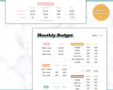 Load image into Gallery viewer, Finance Planner BUNDLE! Budget Planner Templates, Financial Savings Tracker Printable Binder, Monthly Debt, Bill, Spending, Expenses Tracker | RETRO 70s theme