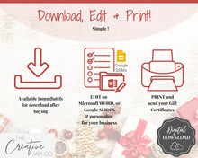 Load image into Gallery viewer, Gift Certificate Template. Editable CHRISTMAS Gift Voucher, Gift Card template, DIY Shop Voucher Coupons. Last minute Gift. Google Slides | Christmas Style 5