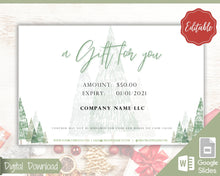 Load image into Gallery viewer, Gift Certificate Template. Editable CHRISTMAS Gift Voucher, Gift Card template, DIY Shop Voucher Coupons. Last minute Gift. Google Slides | Christmas Style 5