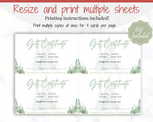 Load image into Gallery viewer, Gift Certificate Template. Editable CHRISTMAS Gift Voucher, Gift Card template, DIY Shop Voucher Coupons. Last minute Gift. Google Slides | Christmas Style 6