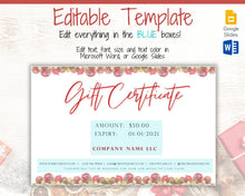 Load image into Gallery viewer, Gift Voucher, CHRISTMAS Gift Certificate Template. Editable Gift Card template, DIY Shop Voucher Coupons. Last minute Gift. Google Slides | Christmas Style 2