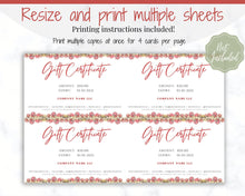 Load image into Gallery viewer, Gift Voucher, CHRISTMAS Gift Certificate Template. Editable Gift Card template, DIY Shop Voucher Coupons. Last minute Gift. Google Slides | Christmas Style 2