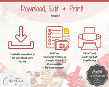 Load image into Gallery viewer, Gift Voucher, CHRISTMAS Gift Certificate Template. Editable Gift Card template, DIY Shop Voucher Coupons. Last minute Gift. Google Slides | Christmas Style 2