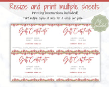 Load image into Gallery viewer, Gift Voucher, CHRISTMAS Gift Certificate Template. Editable Gift Card template, DIY Shop Voucher Coupons. Last minute Gift. Google Slides | Christmas Style 3