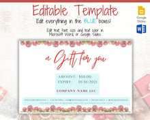 Load image into Gallery viewer, Gift Voucher, CHRISTMAS Gift Certificate Template. Editable Gift Card template, DIY Shop Voucher Coupons. Last minute Gift. Google Slides | Christmas Style 4