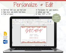 Load image into Gallery viewer, Gift Voucher, CHRISTMAS Gift Certificate Template. Editable Gift Card template, DIY Shop Voucher Coupons. Last minute Gift. Google Slides | Christmas Style 4
