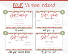 Load image into Gallery viewer, Gift Voucher, CHRISTMAS Gift Certificate Template. Editable Gift Card template, DIY Shop Voucher Coupons. Last minute Gift. Google Slides | Christmas Style 4