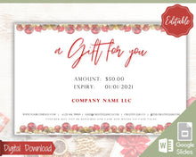Load image into Gallery viewer, Gift Voucher, CHRISTMAS Gift Certificate Template. Editable Gift Card template, DIY Shop Voucher Coupons. Last minute Gift. Google Slides | Christmas Style 4