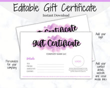 Load image into Gallery viewer, Gift Voucher, Gift Certificate Template. Editable Gift Card template, DIY Shop Voucher Template. DIY Coupons for last minute gift. Editable | Style 5