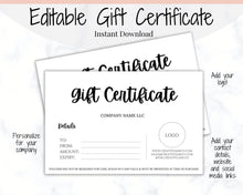 Load image into Gallery viewer, Gift Voucher, Gift Certificate Template. Editable Gift Card template, DIY Shop Voucher Template. DIY Coupons for last minute gift. Editable | Style 6