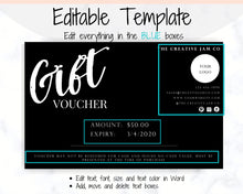 Load image into Gallery viewer, Gift Voucher, Gift Certificate Template. Editable Gift Card template, DIY Shop Voucher Template. DIY Coupons for last minute gift. Editable | Style 7