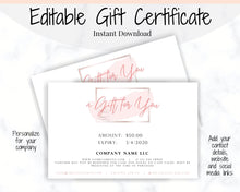 Load image into Gallery viewer, Gift Voucher, Gift Certificate Template. Editable Gift Card template, DIY Shop Voucher Template. DIY Coupons for last minute gift. Editable | Style 9