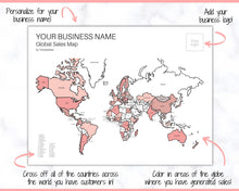 Load image into Gallery viewer, Global Sales Map, EDITABLE World Etsy Sales Map, Small Business European Sales Map, Procreate, Postcode, Color In, Printable Order Tracker