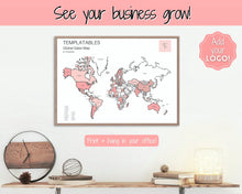 Load image into Gallery viewer, Global Sales Map, EDITABLE World Etsy Sales Map, Small Business European Sales Map, Procreate, Postcode, Color In, Printable Order Tracker