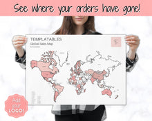 Load image into Gallery viewer, Global Sales Map, EDITABLE World Etsy Sales Map, Small Business European Sales Map, Procreate, Postcode, Color In, Printable Order Tracker