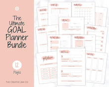 Load image into Gallery viewer, Goal Journal BUNDLE, 2022 Goals Planner, SMART Goal Setting Kit, New Year, Monthly Habits Reflections, Productivity, Vision Board Printables