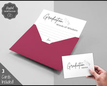 Load image into Gallery viewer, Graduation Advice & Wishes Card, PRINTABLE Words of Wisdom, Advice Poster Template, Graduate Party, College, High School Grad, Class of 2022
